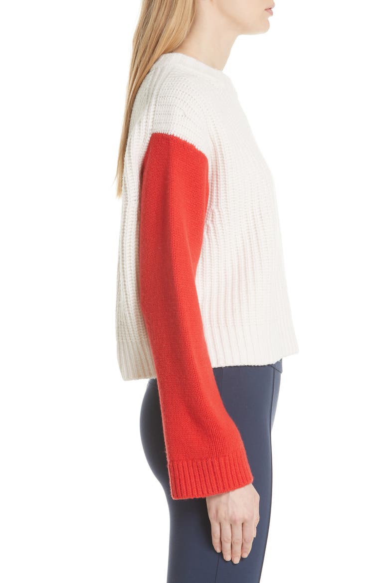 Tory Sport Crop Apres Ski Sweater, Alternate, color, SNOW WHITE