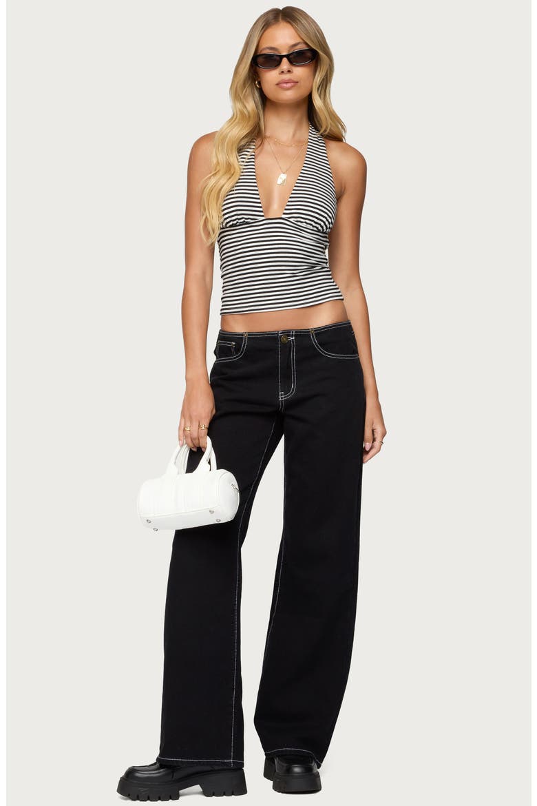 Sage Stripe Halter Top, Alternate, color, BLACK-AND-WHITE