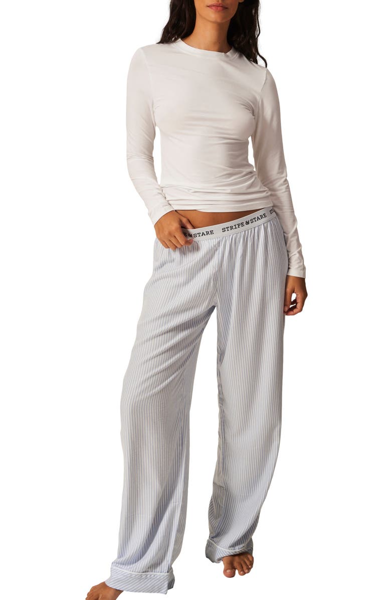 Stripe & Stare Ecovero Pyjama Bottoms, Main, color, Blue Stripe