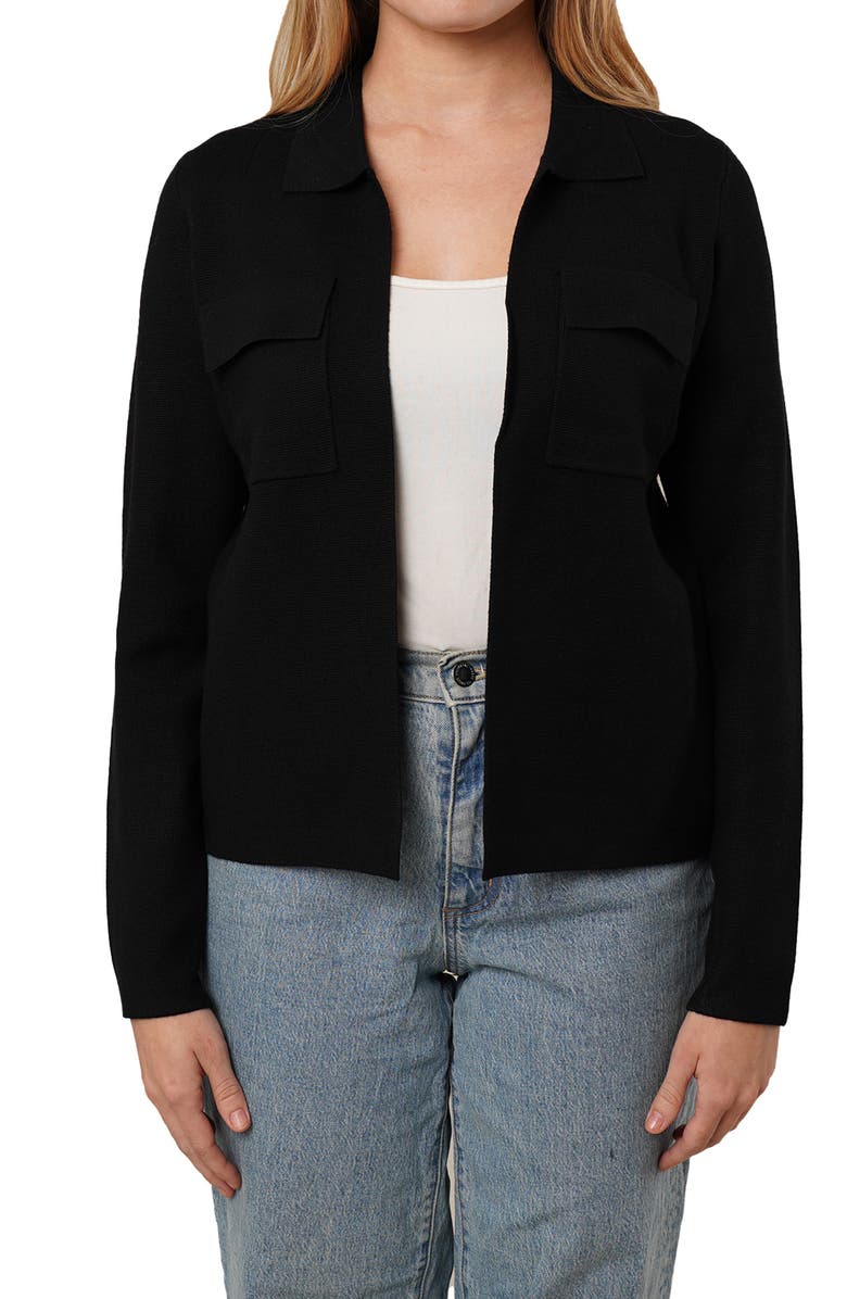 CYRUS Open Front Knit Cardigan, Main, color, Black