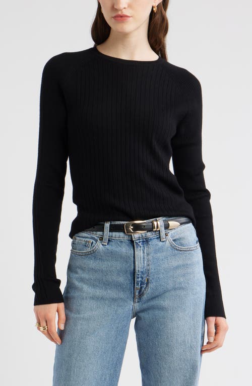 Nordstrom Rib Wool Blend Sweater In Black