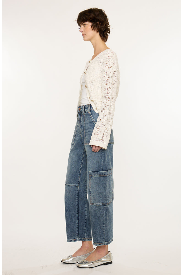 Charly Low Slung Barrel Jeans, Alternate, color, Medium Wash
