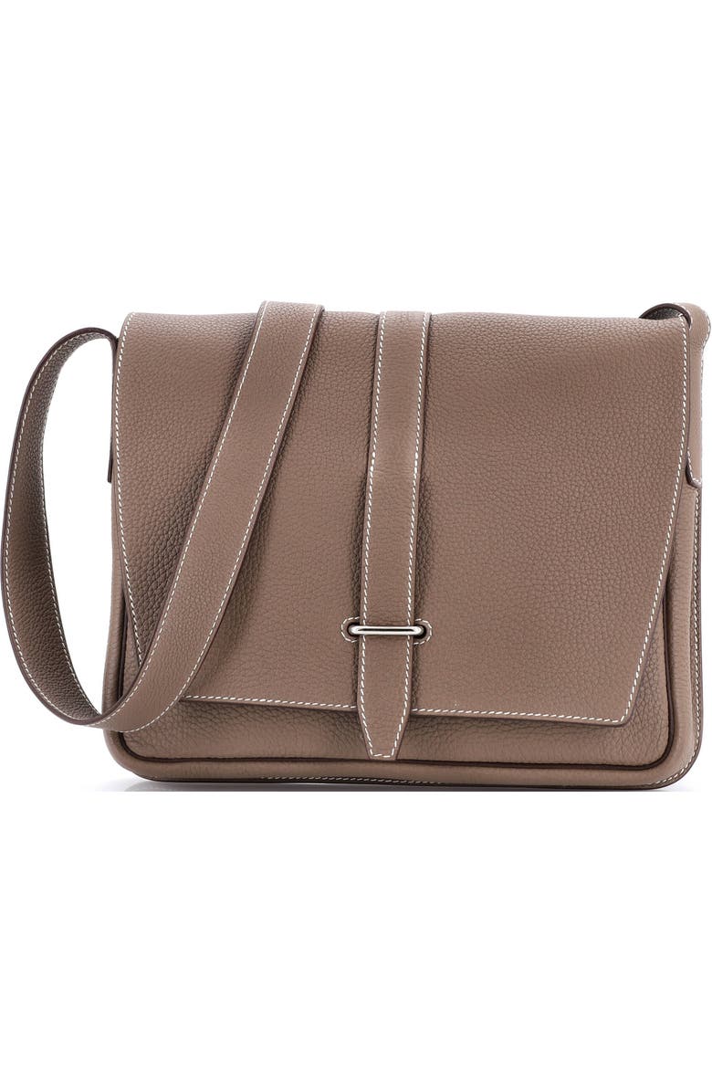 Pre-Owned Hermes Steve Light Junior Messenger Bag Togo, Main, color, Etoupe