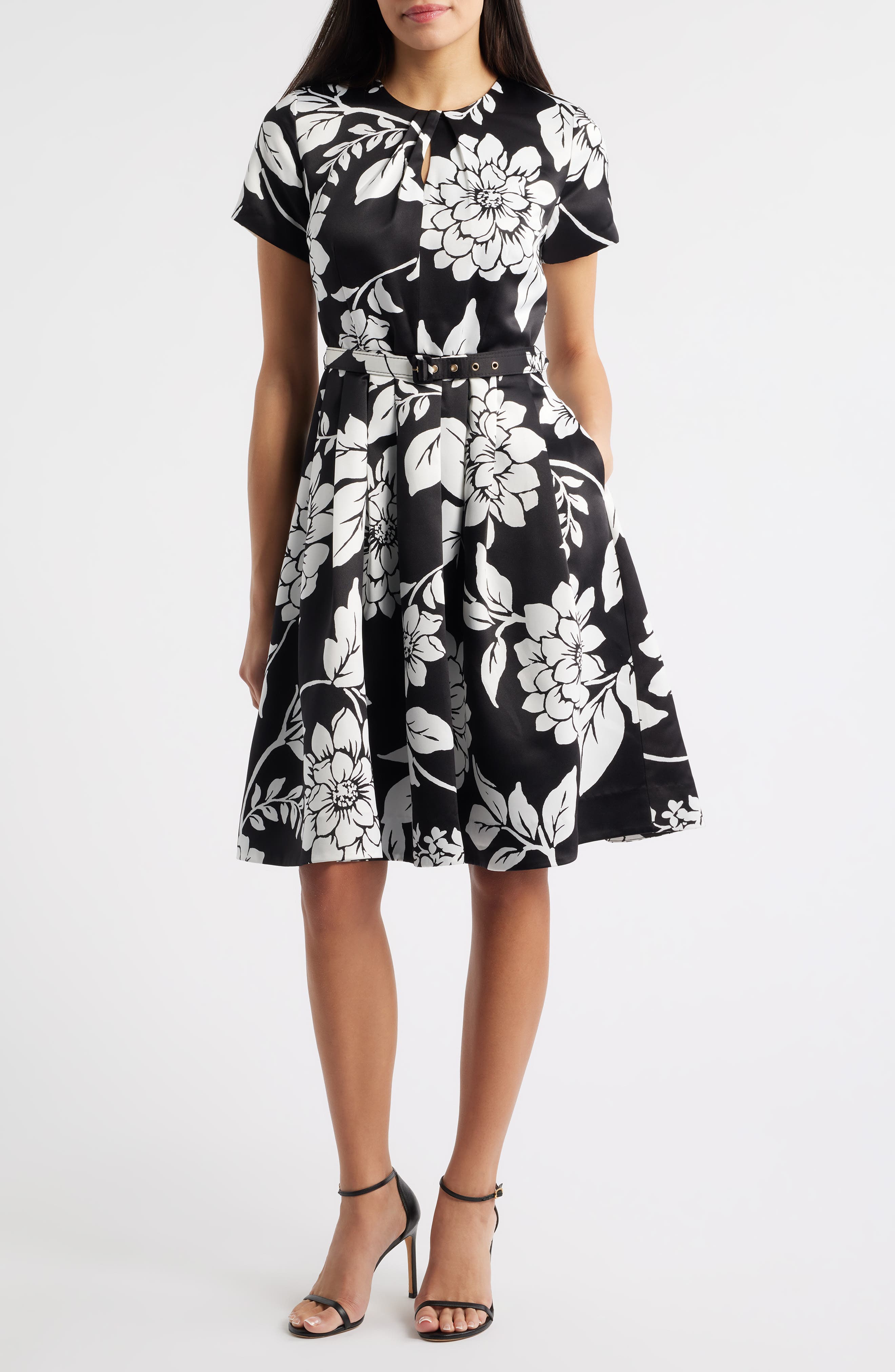 Tahari ASL Floral Fit & Flare Dress