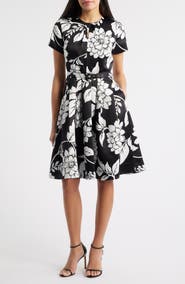 Tahari ASL Floral Fit & Flare Dress