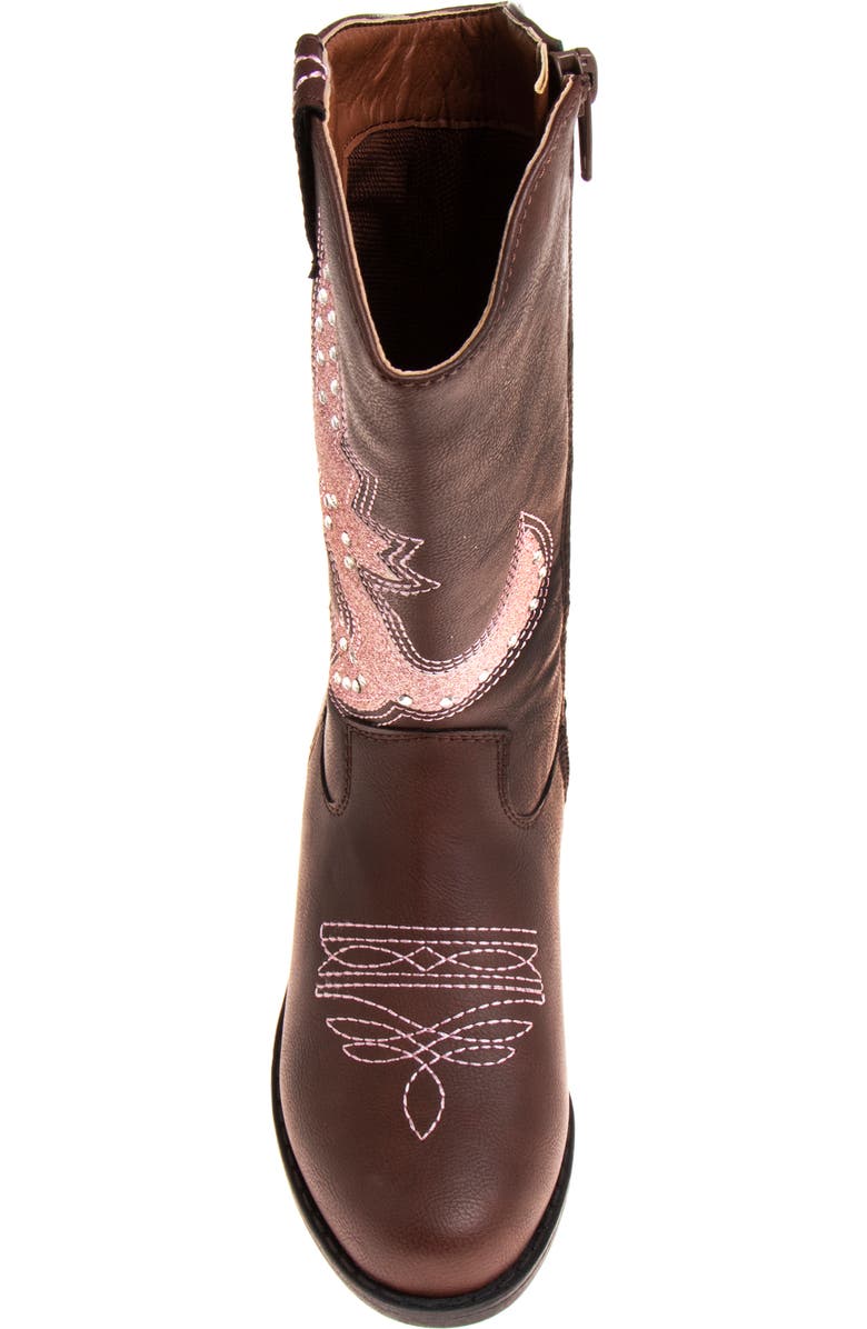 Kensie Girl Cowgirl Boots, Alternate, color, Brown/Pink