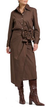 SHIRTY Talita Wrap Tie Waist Midi Shirt Dress
