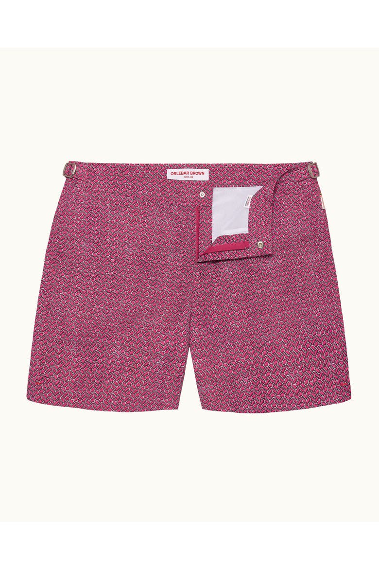 Bulldog Exclusive-Print Mid-Length Swim Shorts, Main, color, SUNSET PINK