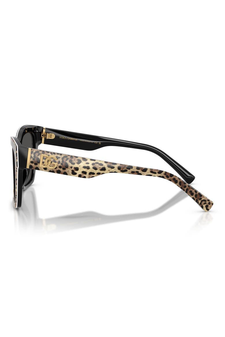 53mm Square Sunglasses, Alternate, color, LEO BROWN ON BLACK / DARK GREY