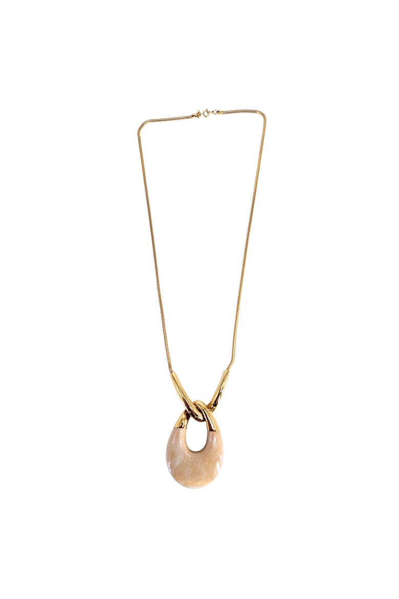 Vintage Oval Lucite Pendant Necklace, Alternate, color, Gold