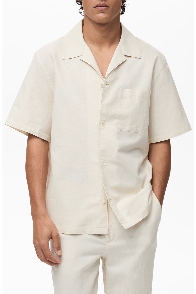 Oversize Cotton & Linen Camp Shirt, Main, color, IVORY WHITE