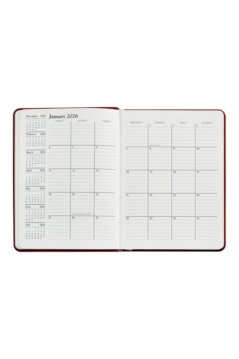 2026 Leather Desk Diary, Alternate, color, Black