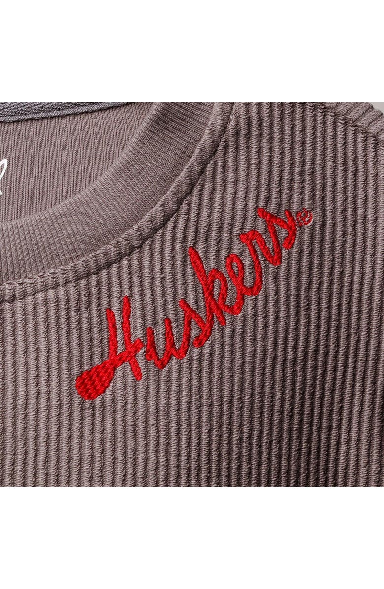 LEAGUE COLLEGIATE WEAR Women's League Collegiate Wear Charcoal Nebraska Huskers Corded Timber Cropped Pullover Sweatshirt, Alternate, color, 