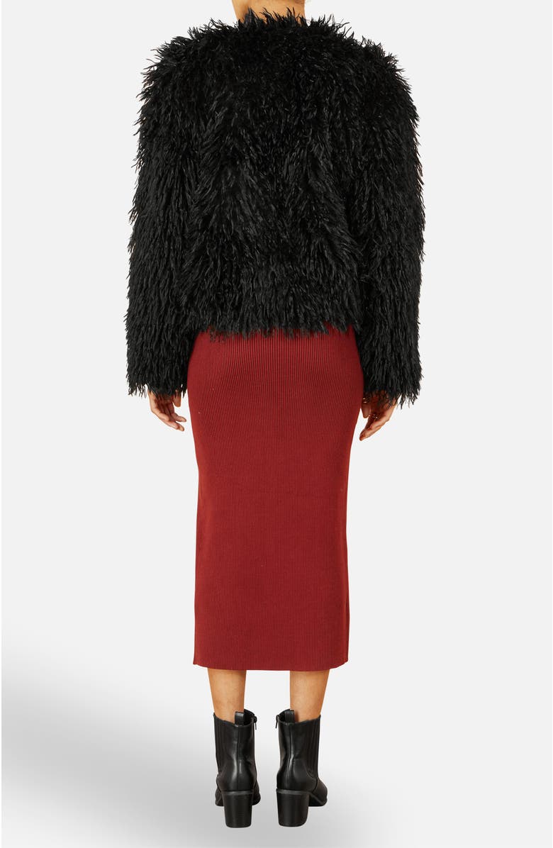 Yumi Luxe Fluffy Faux Fur Coat, Alternate, color, Black