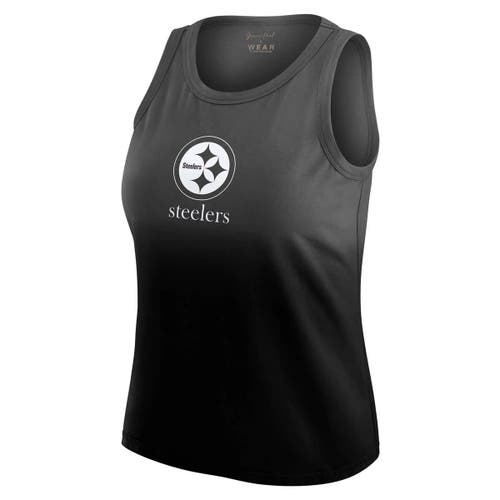 Wear By Erin Andrews X Gracie Hunt Black Pittsburgh Steelers Ombre Tank Top In Black