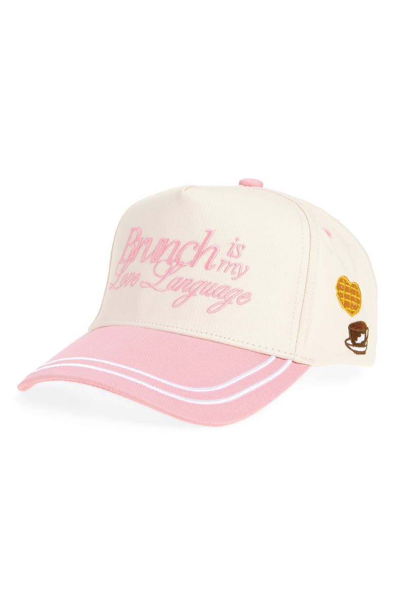 KenzKustomz Brunch Is My Love Language Snapback Baseball Cap, Main, color, Pink