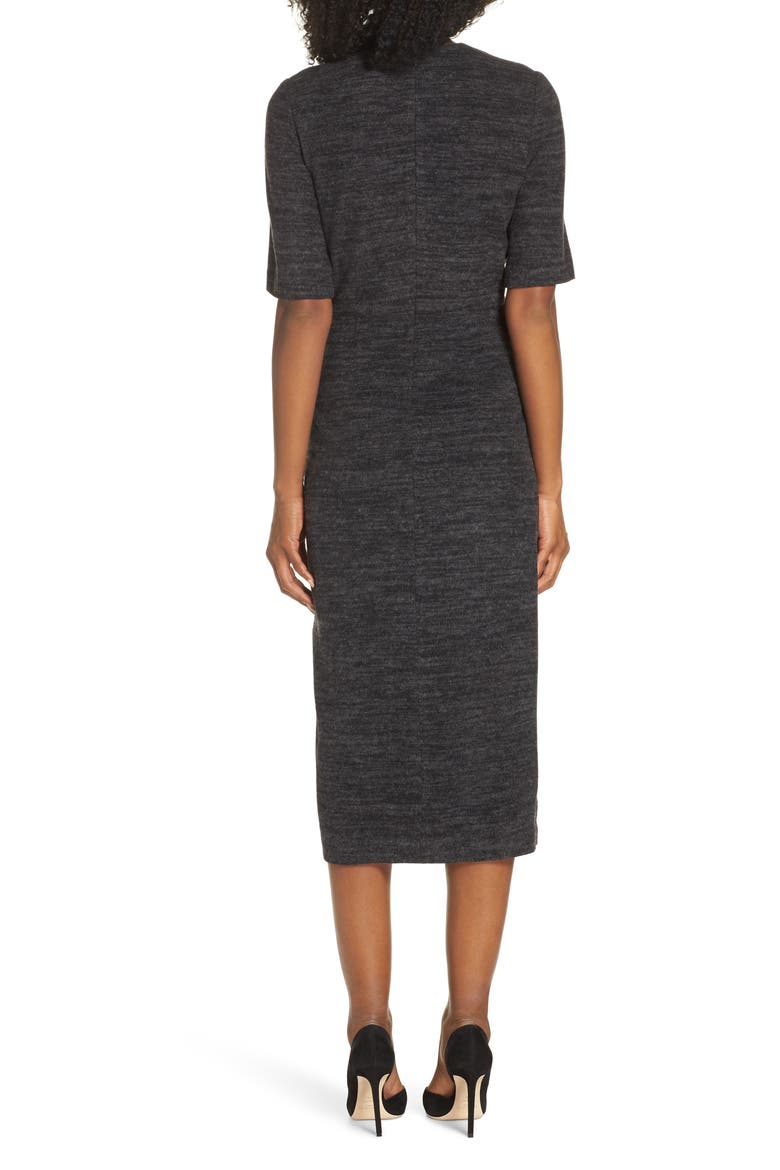 Tie Front Midi Dress, Alternate, color, CHARCOAL