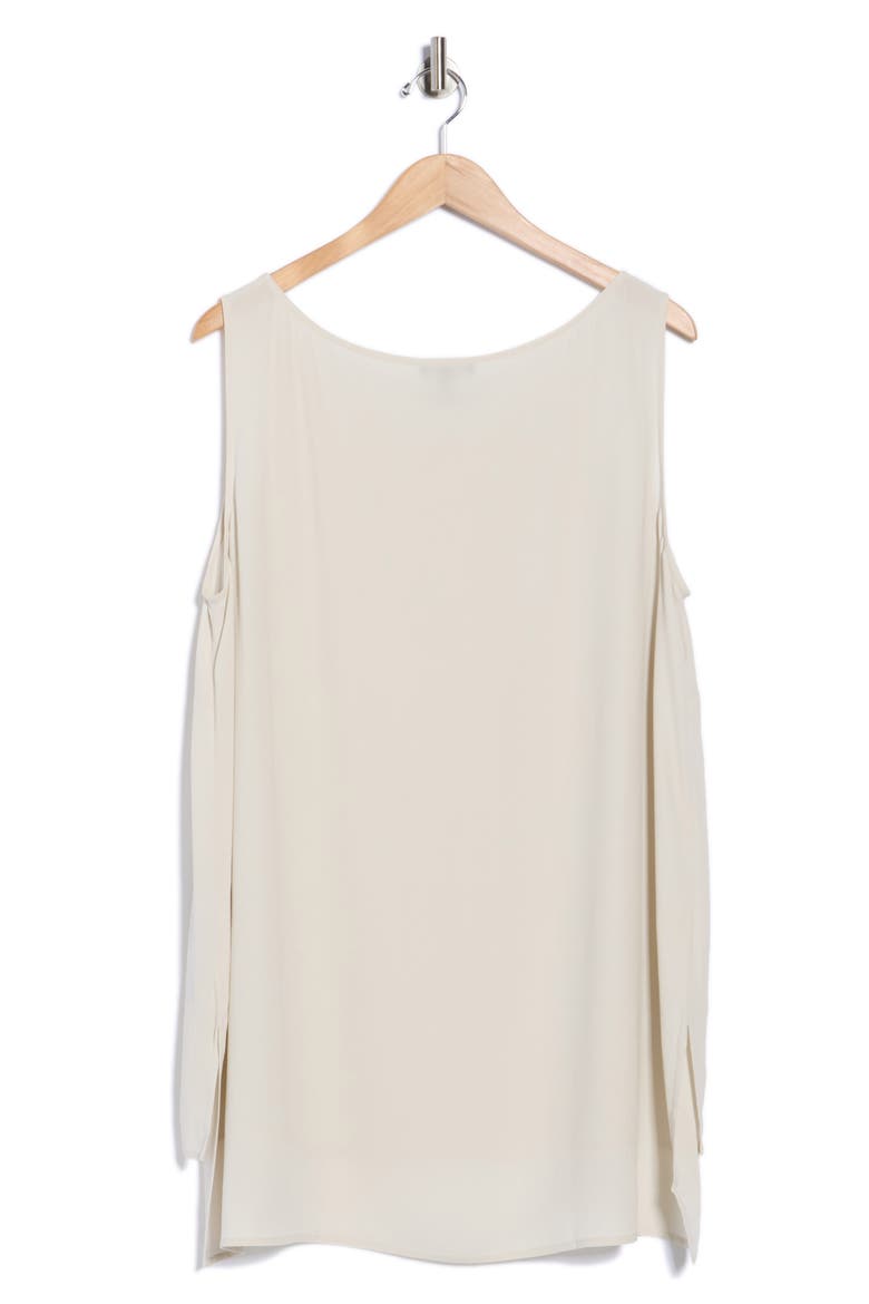 Bateau Neck Longline Silk Shell, Alternate, color, BONE