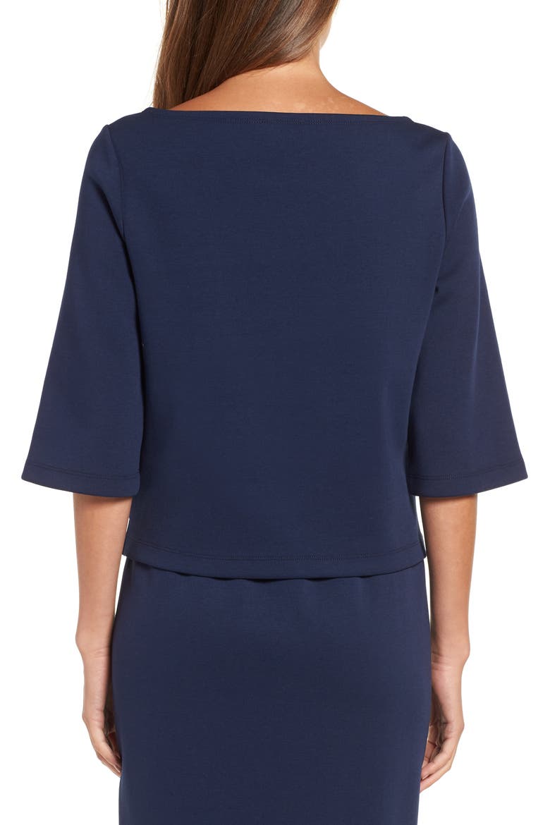 Cotton Blend Boat Neck Top, Alternate, color, NAVY PEACOAT