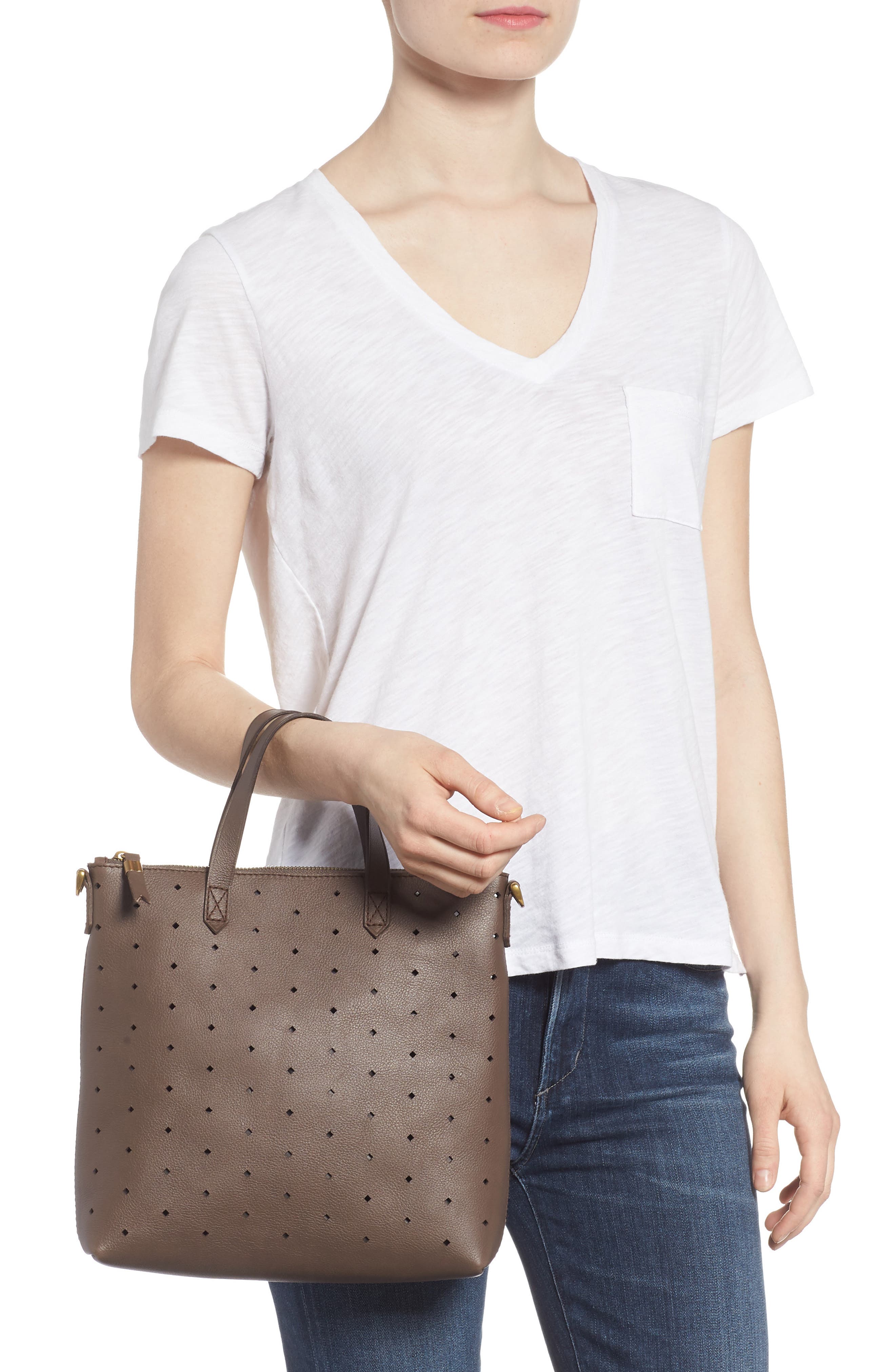 Mini Transport Perforated Leather Crossbody Bag, Alternate, color, CASTLE ROCK
