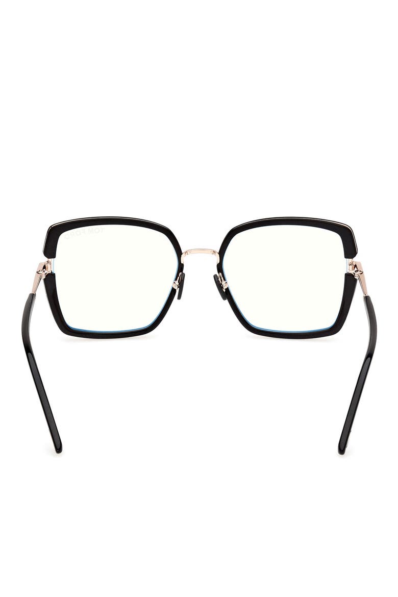 55mm Square Blue Light Blocking Optical Glasses, Alternate, color, BLACK ROSE GOLD / T LOGO