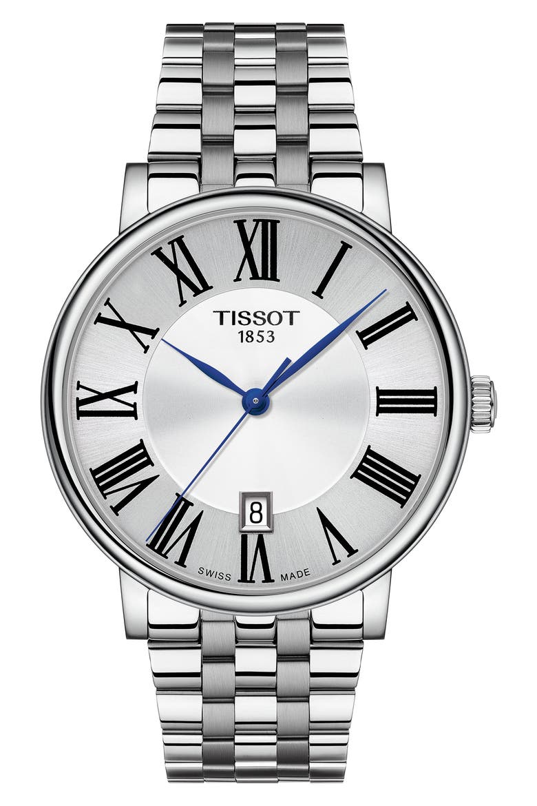 T-Classic Carson Premium Bracelet Watch, 40mm, Main, color, SILVER