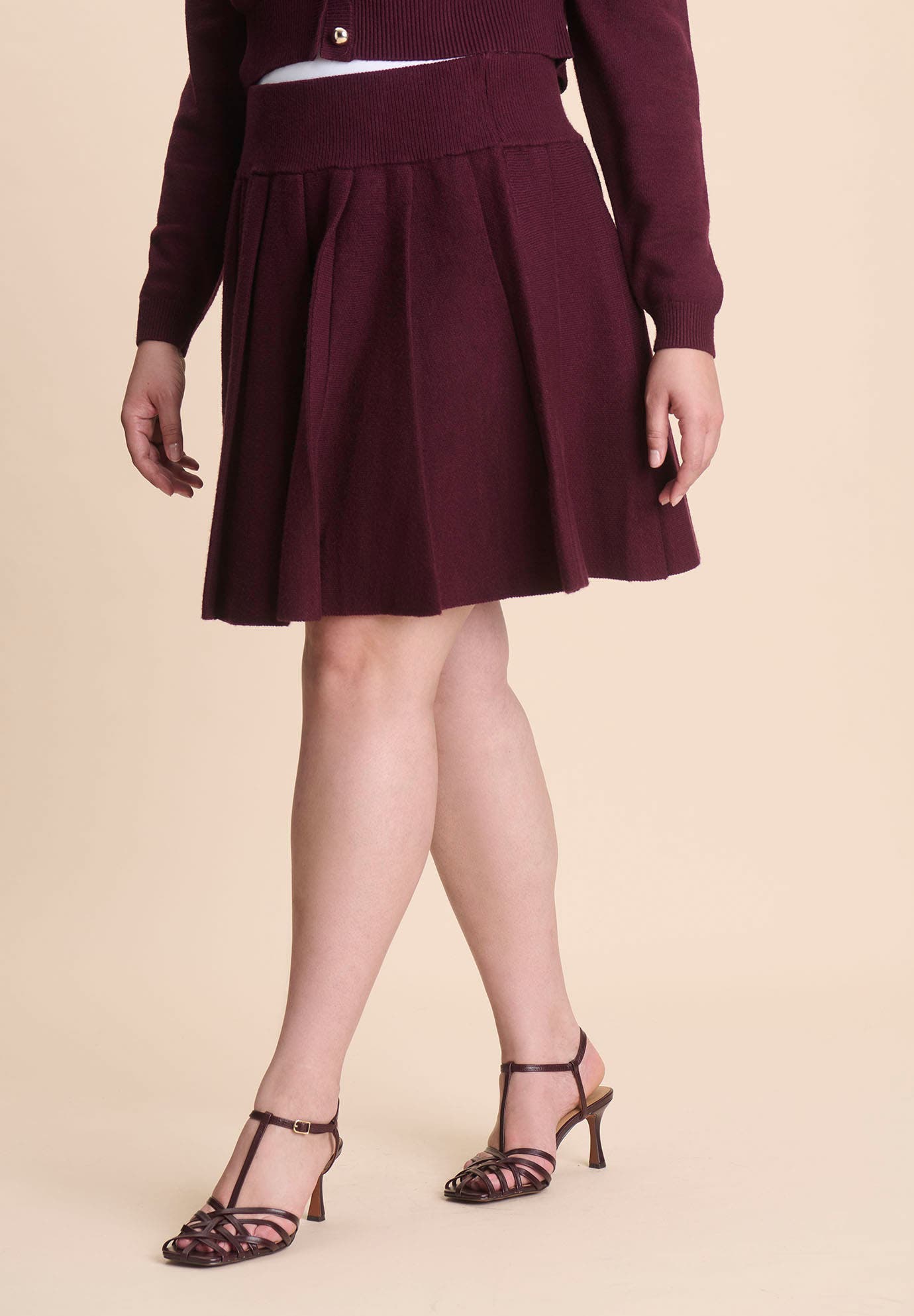 Pleated Sweater Mini Skirt - image 2