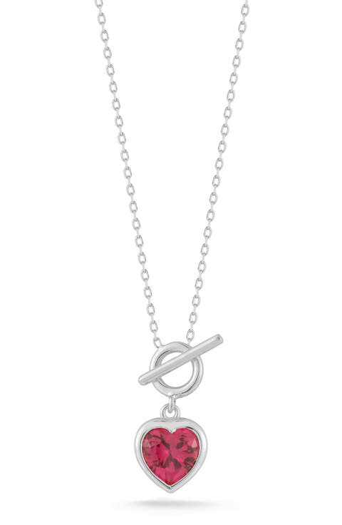 Cubic Zirconia Heart Toggle Pendant Necklace