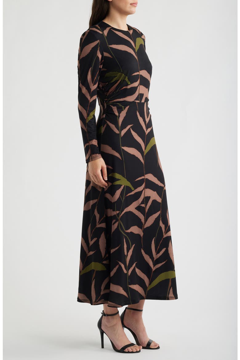 Abstract Print Long Sleeve Midi Dress, Alternate, color, BLACK MULTI