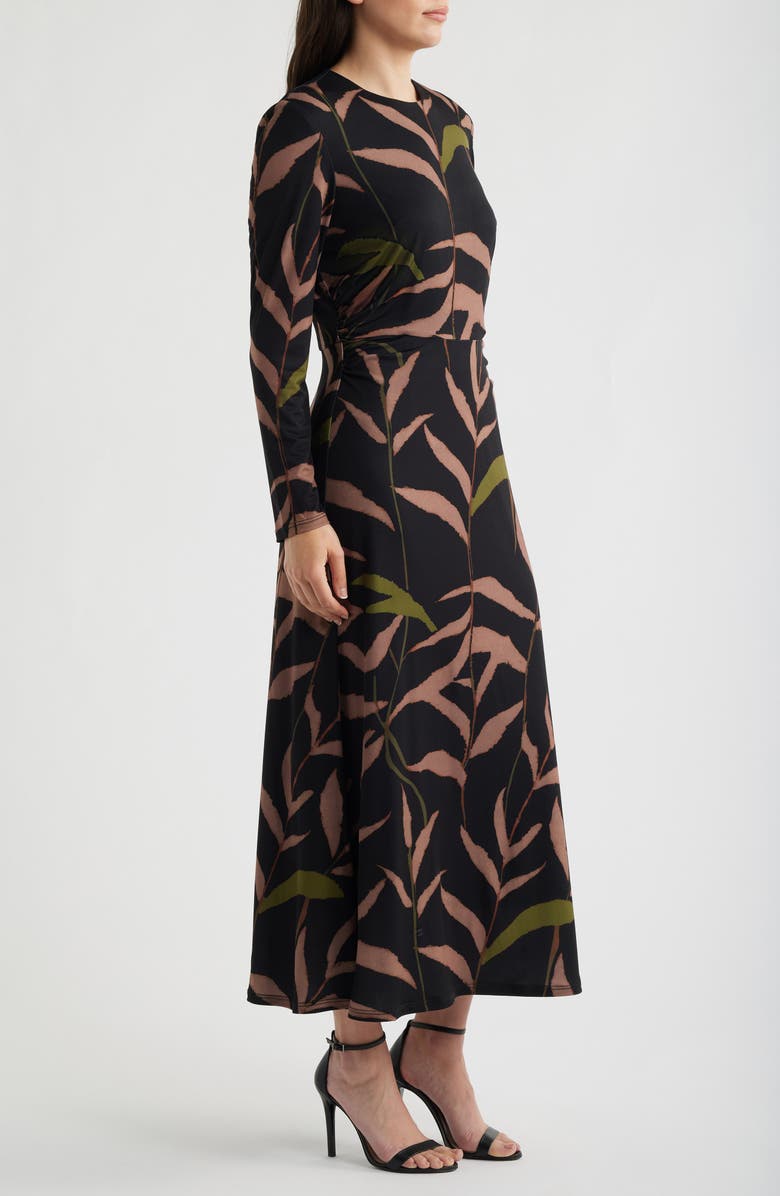 Julia Jordan Abstract Print Long Sleeve Midi Dress, Alternate, color, Black Multi