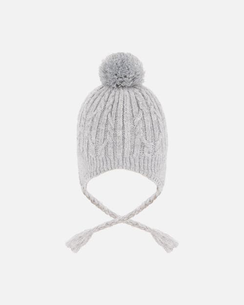 Deux Par Deux Kids Gender Inclusive Lined Winter Hat With Pompom In Gray