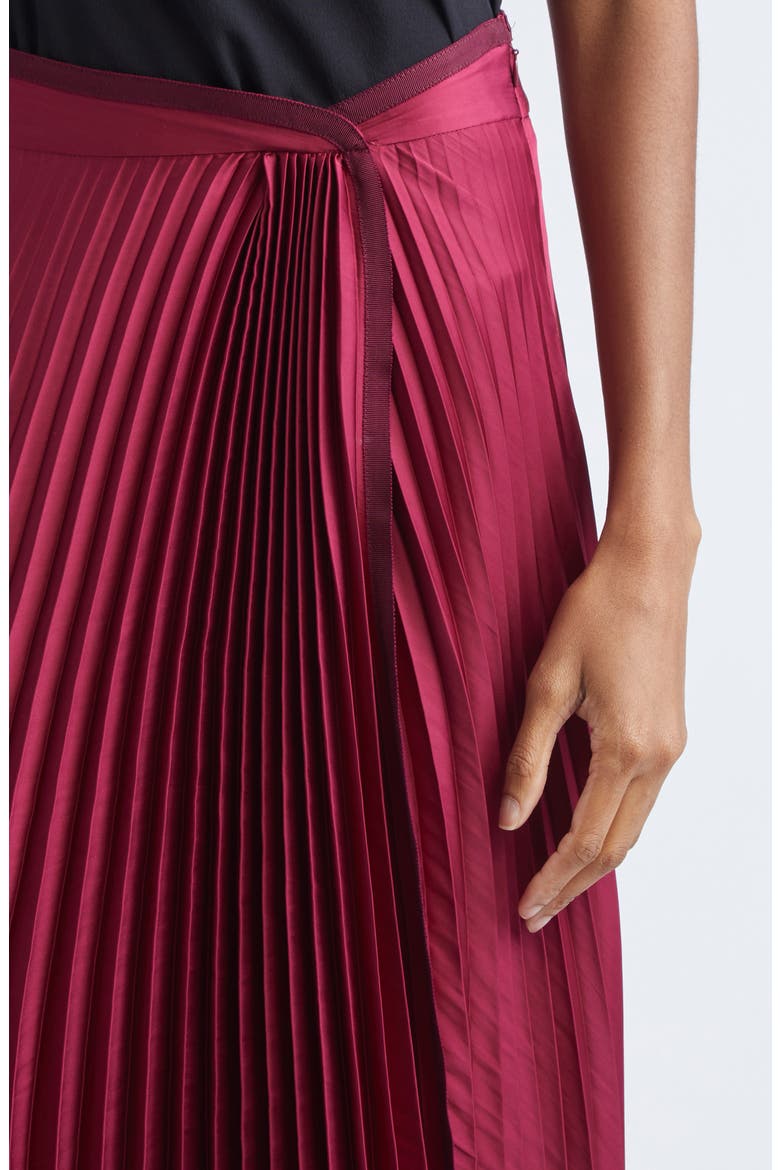 Liriel Pleated Midi Skirt, Alternate, color, CARMINE