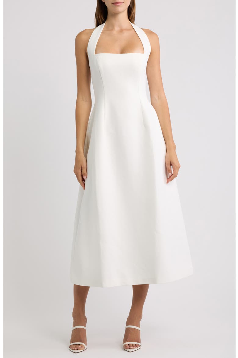Halter Midi Dress, Main, color, WHITE