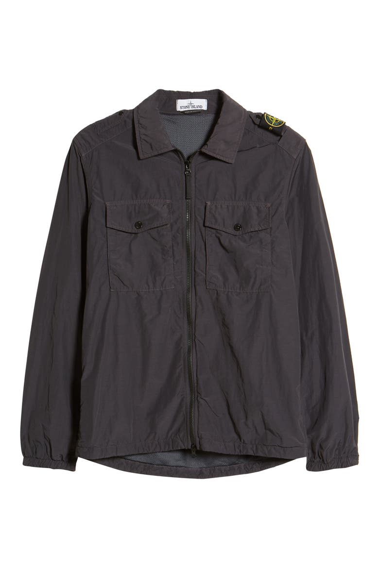 Garment Dyed Crinkle Reps Nylon Shirt Jacket, Alternate, color, CHARCOAL