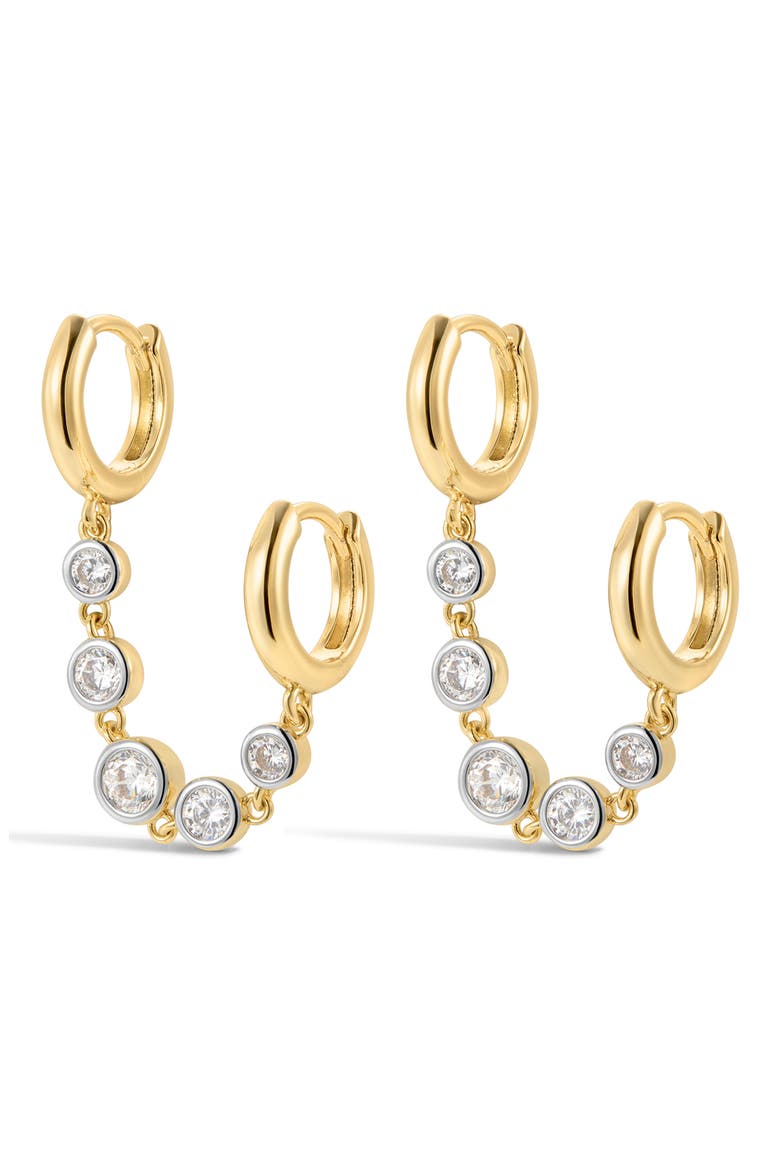 The Georgia Stone Huggie Chain Earrings, Main, color, GOLD