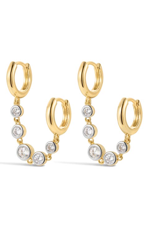 The Georgia Stone Huggie Chain Earrings