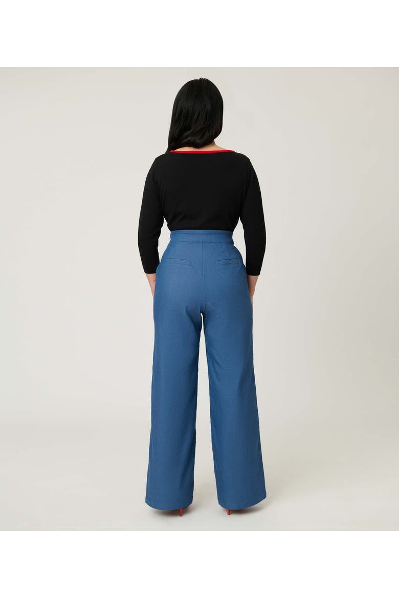 1940s Ginger Wide Leg Pants, Alternate, color, Blue Chambray