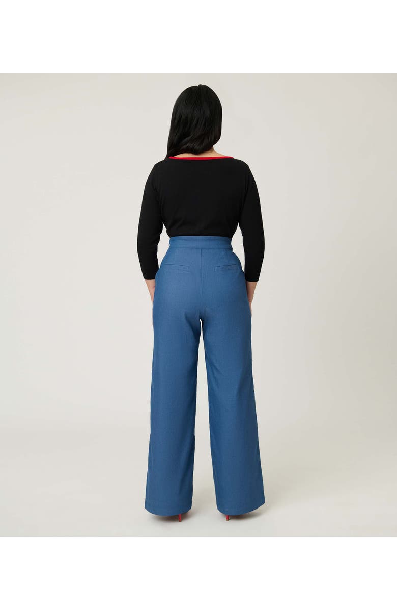 Unique Vintage 1940s Ginger Wide Leg Pants, Alternate, color, Blue Chambray