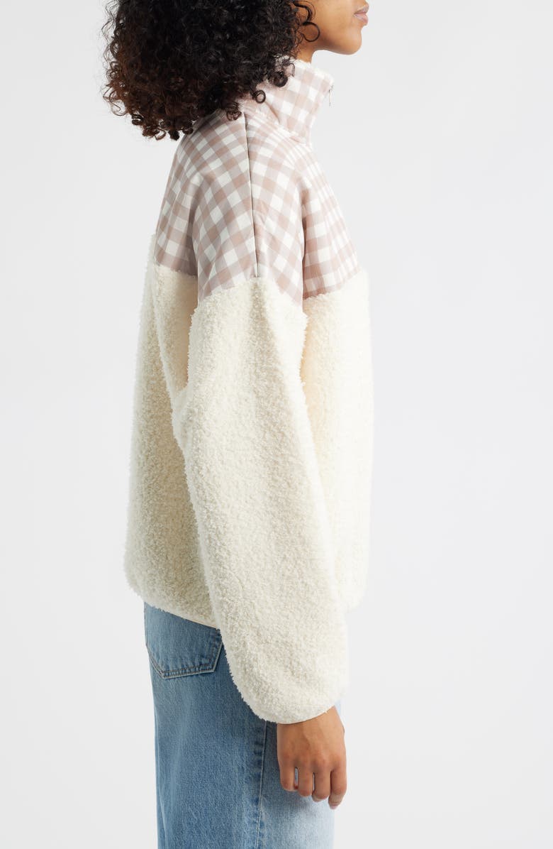HAPPY CAMP3R Gingham Aria Colorblock Quarter Zip Pullover, Alternate, color, Cream