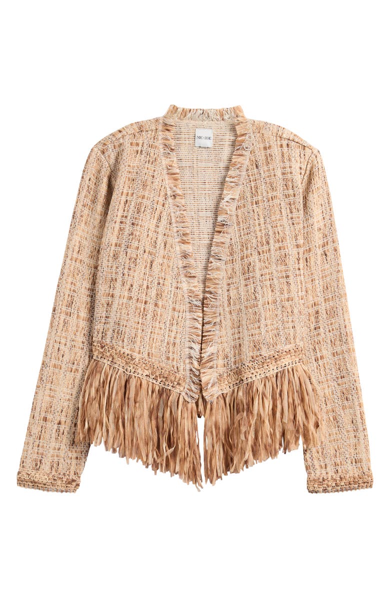 NIC+ZOE Cork Fringe Knit Jacket, Alternate, color, Neutral Multi
