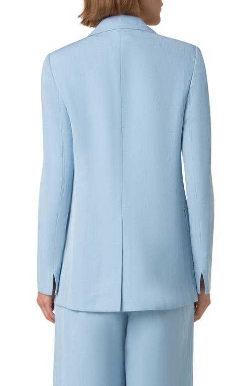 Akris Punto One-button Linen Boyfriend Blazer In Sky