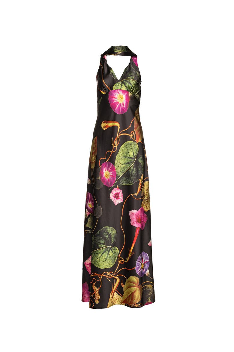 Catalina Silky Gown In Rafflesia, Main, color, Rafflesia Noir