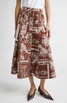 Cinq à Sept Print A-Line Midi Skirt
