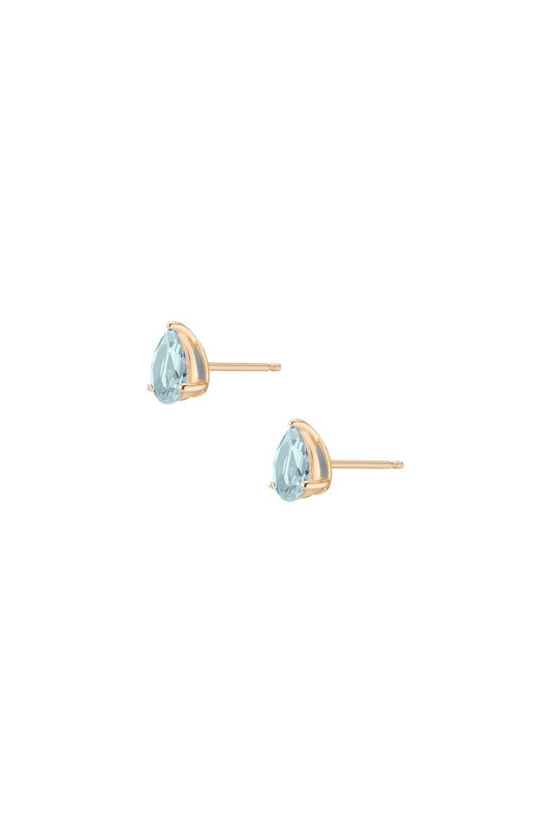 Pear Gemstone Solitaire Stud Earrings, Alternate, color, Yellow Gold Vermeil/Aquamarine