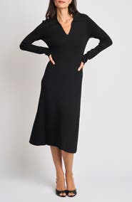 Halogen® Johnny Collar Midi Sweater Dress