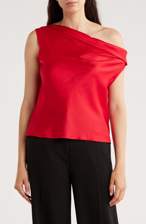 One-Shoulder Satin Tank