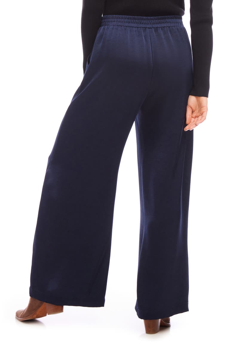 Satin Wide Leg Pants, Alternate, color, NAVY