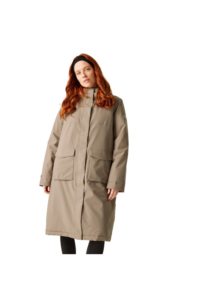 Yarli Longline Waterproof Jacket, Alternate, color, Mocha and Cocoa