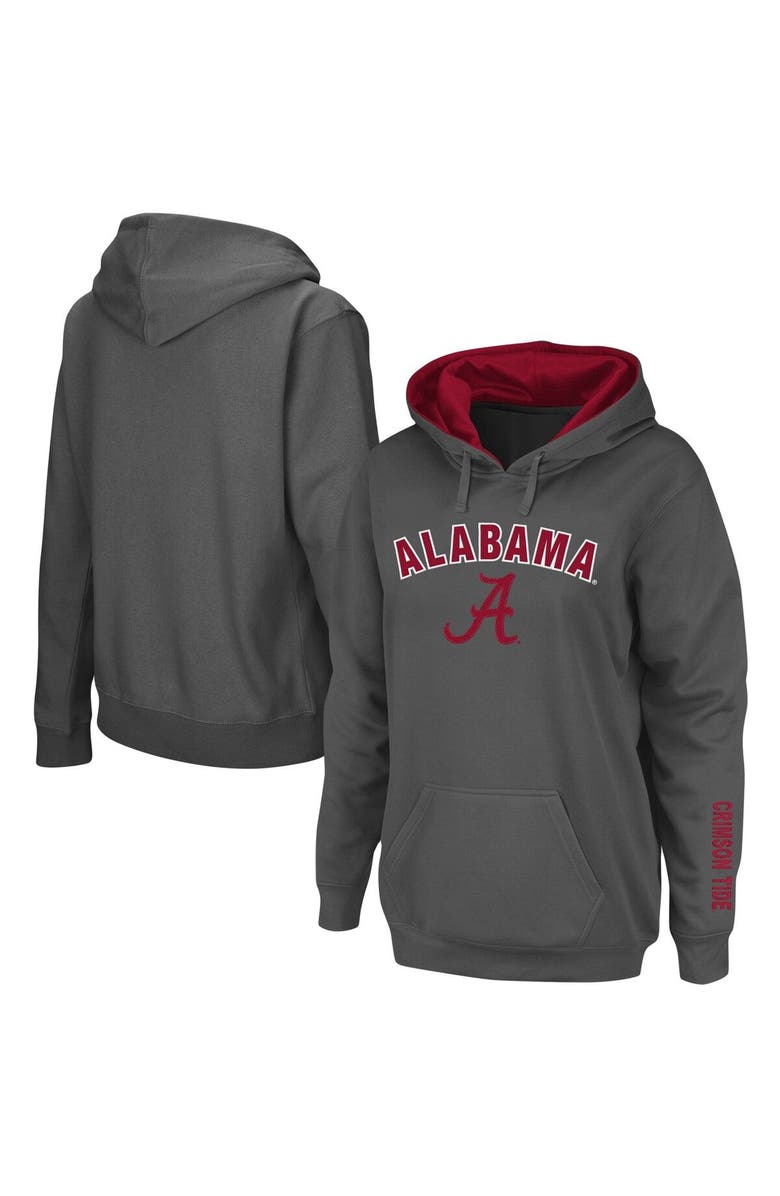 COLOSSEUM Women's Charcoal Alabama Crimson Tide Arch & Logo 1 Pullover Hoodie, Alternate, color, Charcoal