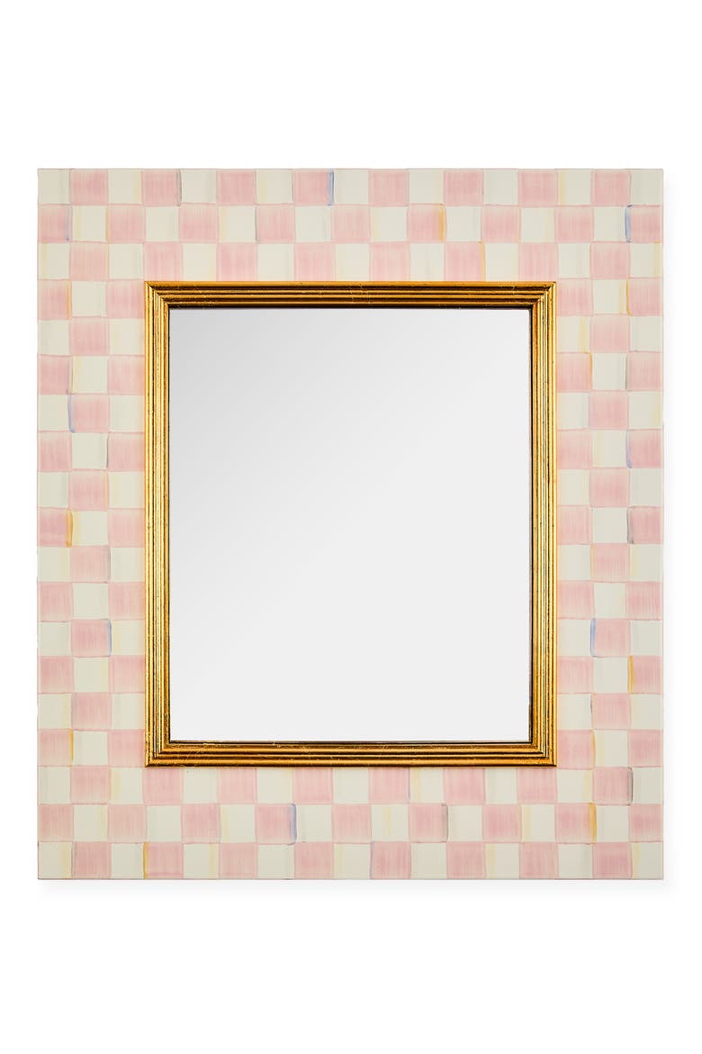 Rosy Check Enamel Wall Mirror, Main, color, ROSY